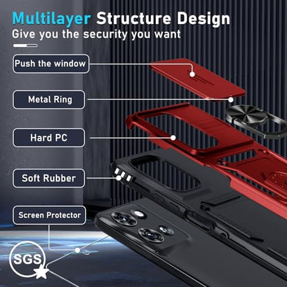 for Moto G Power 5G 2026/2025 Case Built in Slide Camera Cover Red - color: Red, size: Moto G Power 5G(2025)