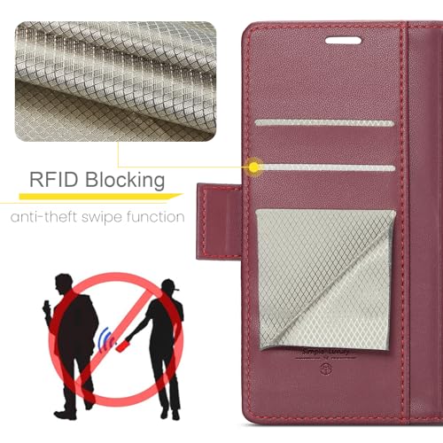Wallet Case for Google Pixel 10/Google Pixel 10 Pro, Magnetic Flip Case with RFID Blocking Card Holder Kickstand for Women Men, Shockproof Durable Protective Phone Cover (Red) - color: Red