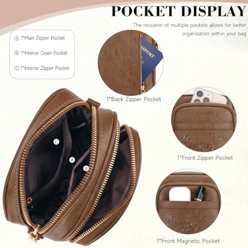 Small Crossbody Bags for Women, RFID Phone Purse with Card Slots, Triple Compartments Lightweight Shoulder Bag - color: 10-apricot