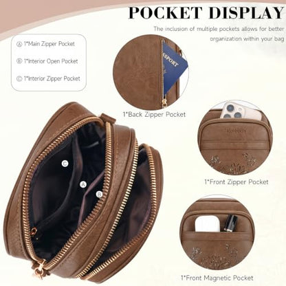 Small Crossbody Bags for Women, RFID Phone Purse with Card Slots, Triple Compartments Lightweight Shoulder Bag - color: 10-apricot
