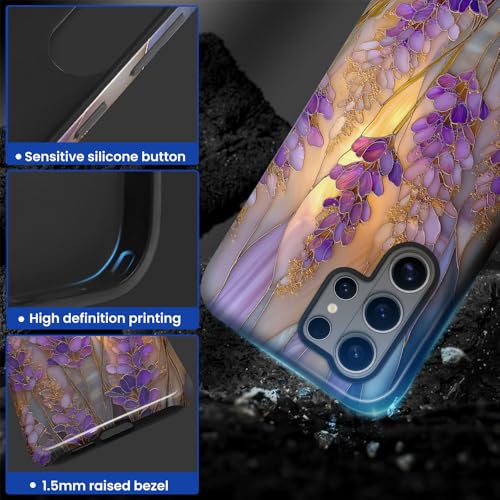 Compatible with Samsung Galaxy S26 Ultra Case,Glossy Case All-Round Protection Shockproof Anti-Scratches TPU Cover,Cases for Man Woman-Stained Glass Lavender in Bloom - color: Stained Glass Lavender in Bloom, size: Galaxy S26 Ultra