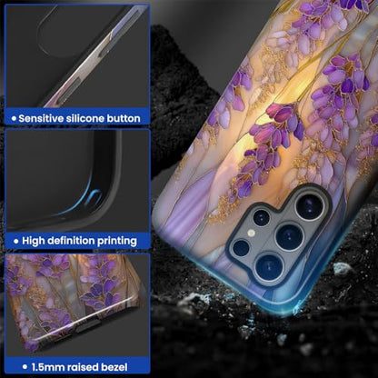 Compatible with Samsung Galaxy S26 Ultra Case,Glossy Case All-Round Protection Shockproof Anti-Scratches TPU Cover,Cases for Man Woman-Stained Glass Lavender in Bloom - color: Stained Glass Lavender in Bloom, size: Galaxy S26 Ultra