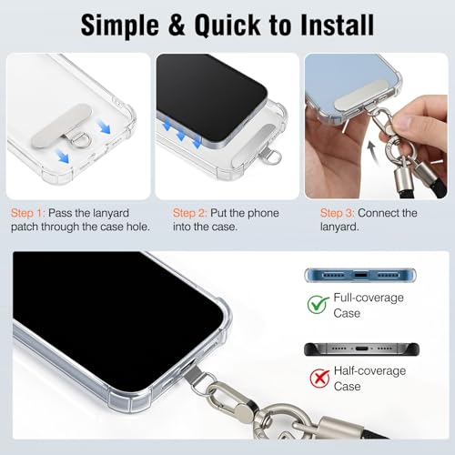 MoKo Heavy Duty Phone Tether Tab×2, Finger Phone Strap ×2 - color: Black&silver
