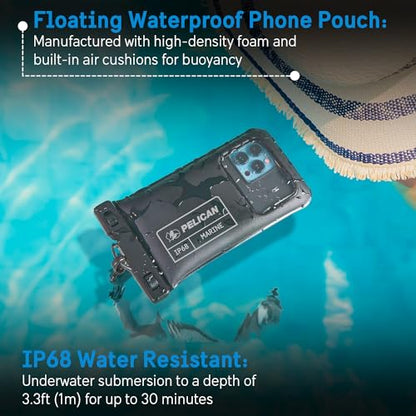 Pelican Marine Waterproof Phone Pouch (Regular) - Stealth Black | Touchscreen IP68 Floating Waterproof Phone Case w/Detachable Lanyard - Fits All Phones - Beach Cruise Ship Travel Essentials - color: Stealth Black - 1 Pack - Regular, size: Regular, style: