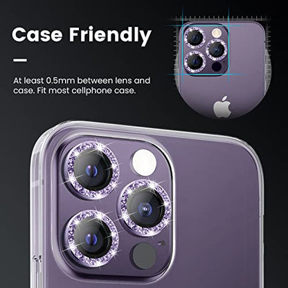 Tensea Bling Camera Lens Protector for iPhone 14 Pro/iPhone 14 Pro Max - color: Purple Glitter