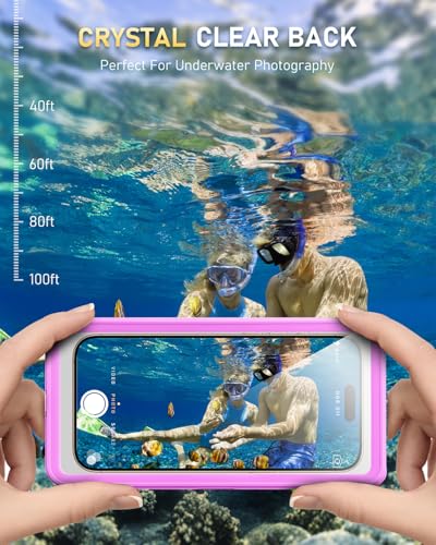Waterproof Phone Case,IPX8 Waterproof Phone Pouch for Beach & Snorkeling Essentials,Phone Waterproof Case with Lanyard, Universal Case Up to 6.9" for iPhone,Samsung (Purple) - color: purple