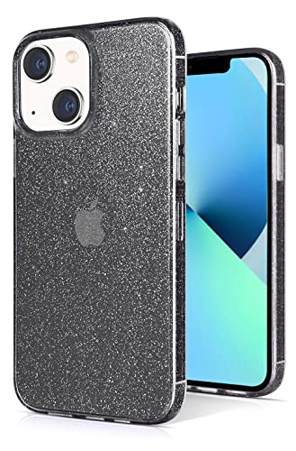 JJGoo Compatible with iPhone 13 Case, Glitter Soft TPU Shockproof Protective Bumper Cover, Sparkle Bling Sparkly Cute Slim Women Girls Phone Case for iPhone 13, 6.1inch, Black Glitter - color: Black Glitter