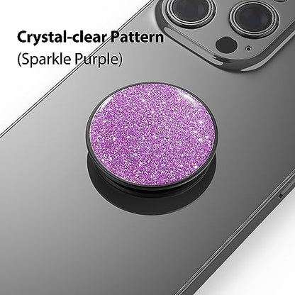 Phone Grip, Phone Ring Holder Finger Kickstand, 360°Rotation & Adjustable Metal Cell Phone Rings Gripper Stand Work with Magnetic Car Mount for iPhone Samsung & Other Phones - Sparkle Purple - color: Sparkle Purple