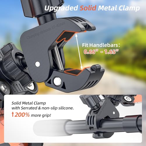 New Anti-Vibration Bike Phone Holder, Shockproof Motorcycle Phone Mount with Secure Lock, Camera Friendly Handlebar Phone Holder for E-Bike, Electric Scooter, Bicycle, Fits 4.7-7 Inch Phones