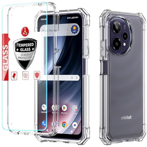 DpS for Cricket Icon Plus 2026/At&t Verge 2 Case 3-in-1,Cricket Iconplus 2026 with Screen Protector, Dual-Layer Case Full Body,At&t Verge 2 Hard PC Bumper & Silicone Back Cover.(Clear) - color: A_Clear