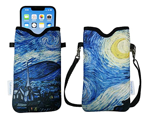Tainada Neoprene Neck Phone Pouch Bag with Crossbody Strap (Starry Night) - color: Starry Night