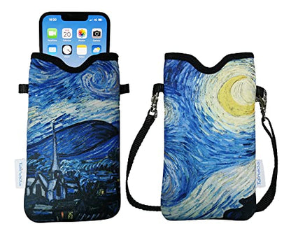 Tainada Neoprene Neck Phone Pouch Bag with Crossbody Strap (Starry Night) - color: Starry Night