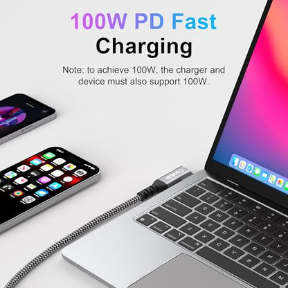 100W USB C to USB C Cable 4 FT, 10Gbps Data Transfer, 4K Video, Braided - size: 4FT
