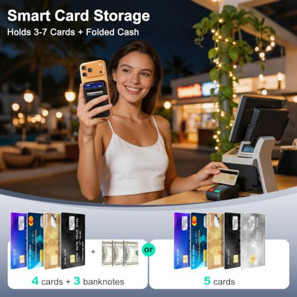 SHANSHUI Wallet for Magsafe, Stretchy Magnetic Phone Wallet Card Holder for Back of Phone Compatible with iPhone 17/16/15/14/13/12 Mini/Plus/Pro/Pro Max - color: 2700Gs Black