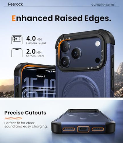 Heavy Duty for iPhone 17 Pro Max Case, 20FT Military Dropproof Blue | Dual-Layer Shockproof Protective Phone Case, Fit for Mag safe, Rugged Tough Durable Cover, GUARDiAN Series - Blue - color: Blue