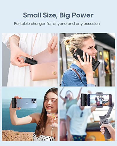 Kuulaa Portable Phone Charger Portable 4500mAh Mini Power Bank for iPhone Cute Battery Pack Backup Charger Travel Compatible with iPhone 14/13/12/11/XS/XR/Airpods (Black-A) - color: Black-A