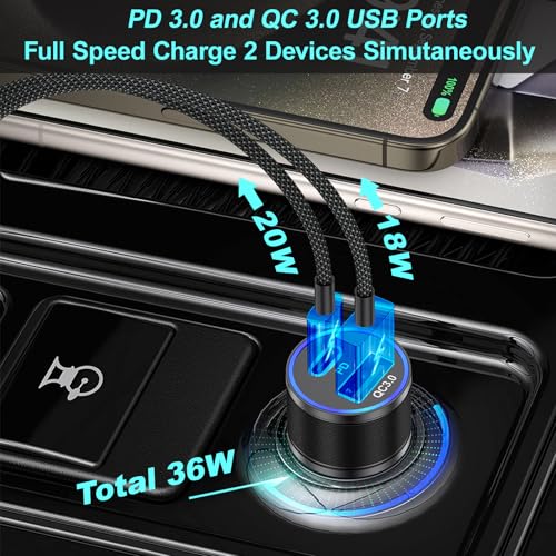 Type C Wall Charger,38W Dual-Port USB C Car Charger with 6ft USB C Cable