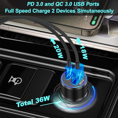 Type C Wall Charger,38W Dual-Port USB C Car Charger with 6ft USB C Cable