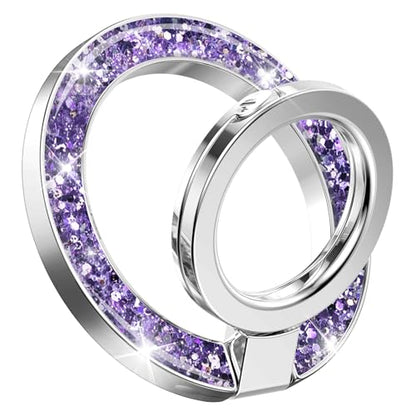 GVIEWIN Magnetic Phone Ring Holder, Compatible with MagSafe Phone Grip | Adjustable Stand, Magnet Phone Ring Kickstand, for iPhone 17/16/15/14/13/12 Pro Max Plus Air/Other Phones (Glitter/Purple) - color: Glitter/Purple