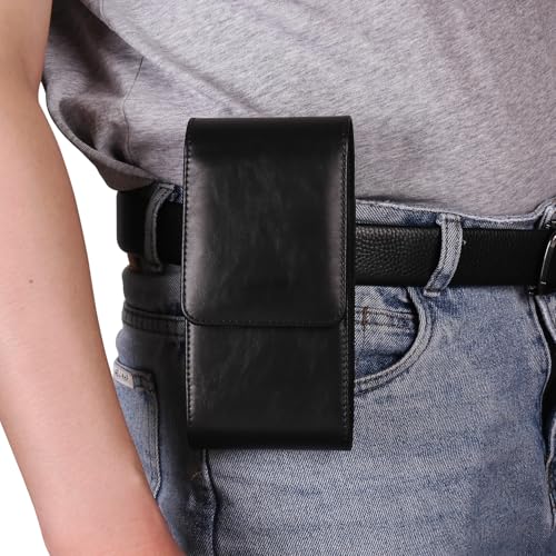 Dual Belt Clip Holster Case Double Cell Phone Pouch Card Slots Holder for iPhone 15 Pro Max 14 Pro Max Motorola Moto G Stylus 5G 2024 G Power 5G Galaxy S25 Ultra S24 Plus S23 Fe S22+ A15 A36 (Black) - color: Black