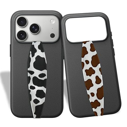 Switchbands Universal Phone Grip Strap – Customizable & Reversible Elastic Phone Strap Grip Holder, Ultra-Slim Finger Strap for Phone Case, Cell Phone Grip for Secure One-Hand Use - Brown & Black Cow