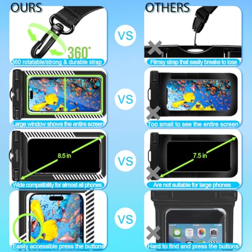 Waterproof Phone Pouches Bags Holder, Cell Phone Water Protectors 4 Pack for Swimming, IPX8 Waterproof Phone case Cover for iPhone 15 14 13 Pro Max 12 11, for Galaxy S24 S23 Ultra Up to 7"