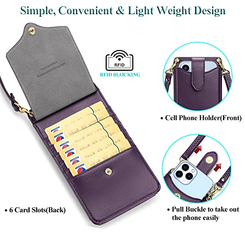 Peacocktion Small Crossbody Cell Phone Purse for Women, Lightweight Mini Small Crossbody Bags for Women with Card Slots - color: 18-purple