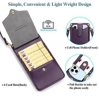 Peacocktion Small Crossbody Cell Phone Purse for Women, Lightweight Mini Small Crossbody Bags for Women with Card Slots - color: 18-purple