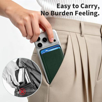 Magnetic Wallet Cell Phone Card Holder for Phone Case with Mag-Safe - color: Deep Green, size: 1 Pack