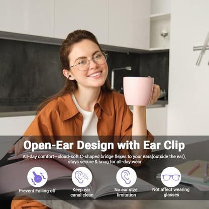 Clip-on Earbuds Open Ear Wireless Bluetooth 5.4 Headphones - color: Black