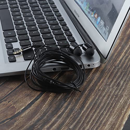 YOCUNKER 3.5mm Wired Earphone, in-Ear Earbuds, High Sound Quality, 3 Meter Length Cord, Lightweight, Smartphone/Tablet/Laptop/TV Earphones, Watch TV from a Distance, No Microphone(Black) - color: Black