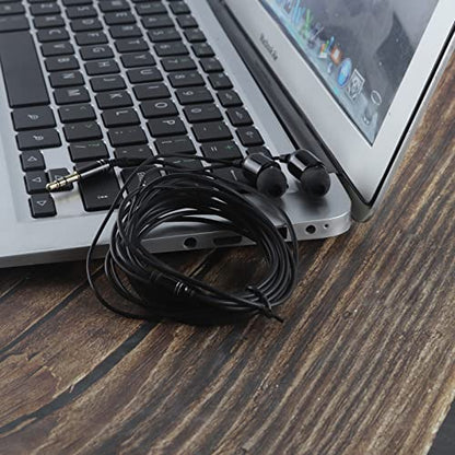 YOCUNKER 3.5mm Wired Earphone, in-Ear Earbuds, High Sound Quality, 3 Meter Length Cord, Lightweight, Smartphone/Tablet/Laptop/TV Earphones, Watch TV from a Distance, No Microphone(Black) - color: Black