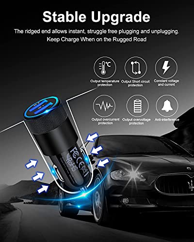 Car Charger [2Pack/3.4a] Fast Charge Dual Port USB Cargador Lighter Adapter - color: Black