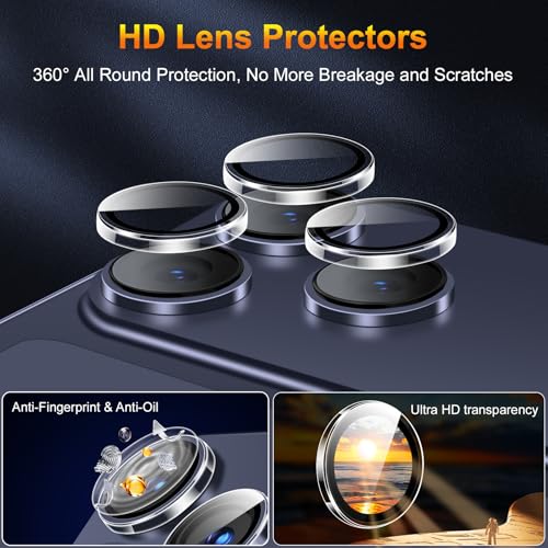 QsmQam 3 Pack Screen Protector for iPhone 17 Pro 6.3 Inch + 1 Pack Individual Camera Lens Protector, Ultra HD Tempered Glass, Military Grade Shatterproof, Case Friendly [with Installation Frame] - size: iPhone 17 Pro