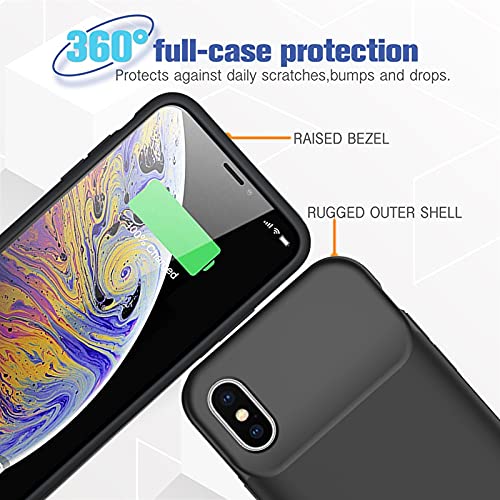 Battery Case for iPhone Xs Max, 10000mAh Slim Portable Protective Charging Case Compatible with XS Max (6.5 inch) with Carplay Extended Rechargeable Extended Battery Pack Charger Case (Black)