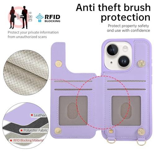 for iPhone 11 Wallet Case with Card Holder Slots and Strap, RFID Blocking Magnetic Flip Folio Cover, Crossbody Purse Protection Case with Kickstand,Purple Diamond - color: Purple Diamond, size: iPhone 11(6.1")