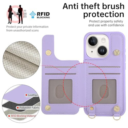 for iPhone 11 Wallet Case with Card Holder Slots and Strap, RFID Blocking Magnetic Flip Folio Cover, Crossbody Purse Protection Case with Kickstand,Purple Diamond - color: Purple Diamond, size: iPhone 11(6.1")