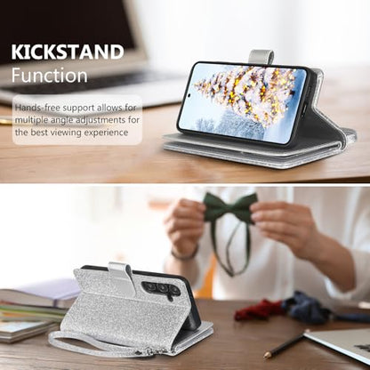 Varikke for Galaxy S25 FE Wallet Case Magnetic Detachable, Silver - color: Silver, size: Galaxy S25 FE 6.7"