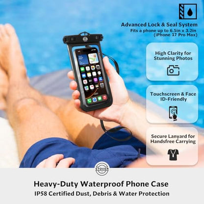 STOVER 5/10/25/30/40L Waterproof Dry Bag, Small Lightweight Roll Top Dry Bag Backpack w/Waterproof Phone Case, Kayaking, Travel, Hiking, Fishing, Tubing, Camping, the Beach, Men/Women (Black) - color: 5/10l Black, size: 5L