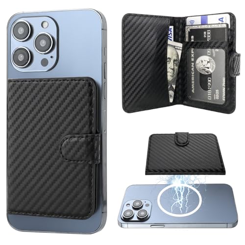 Bocasal for MagSafe Card Wallet for iPhone, Carbon Fiber Black - color: Carbon Fiber Black