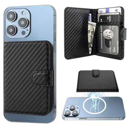 Bocasal for MagSafe Card Wallet for iPhone, Carbon Fiber Black - color: Carbon Fiber Black