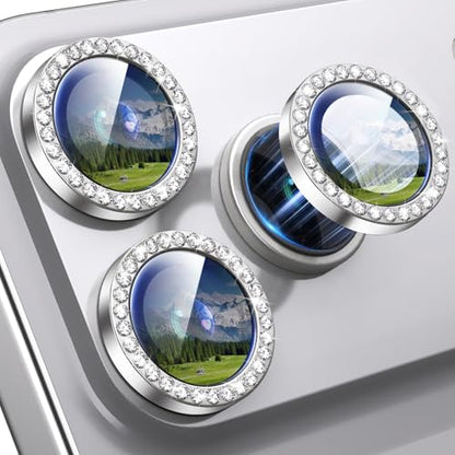 iPhone 17 Pro/17 Pro Max Camera Lens Protector Bling Diamond, Silver - color: Silver, size: 17 Pro/Max