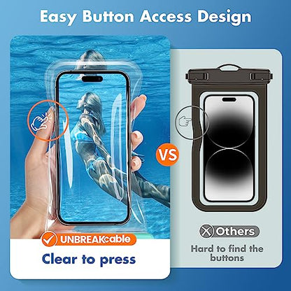 UNBREAKcable Waterproof Phone Pouch-2 Pack IPX8 Waterproof Phone Case for iPhone 16 15 14 13 12 11 Pro Max & Samsung S25 S24-Dry Bag & Travel Essentials for Beach, Pool, Kayak & Cruise-7" Blue+Green - color: Blue + Green