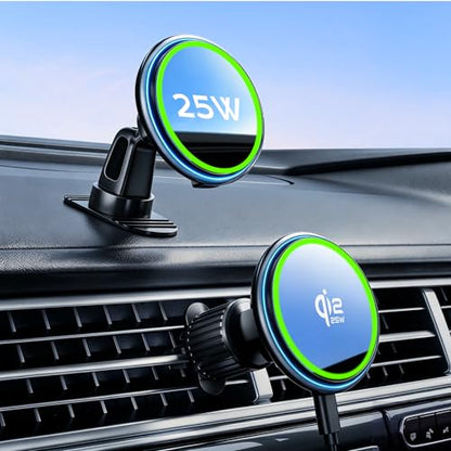 for Qi2.2 25W magsafe car mount charger, Magnetic Phone Holder with RGB Light, Wireless Car Charger 25W, Fast Charging For iPhone 17 Pro Max 16-12 Series, Galaxy S26 Ultra, Google Pixel 10 Pro