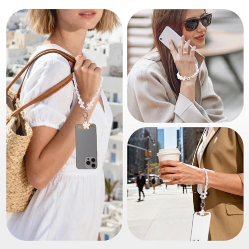 Long Pond Designer Cell Phone Wrist Strap, Anti-Lost Lanyard Wristlet Charm for iPhone 17 Pro Max&Most Cellphones, Detachable Bracelet - style: Crystal Pink