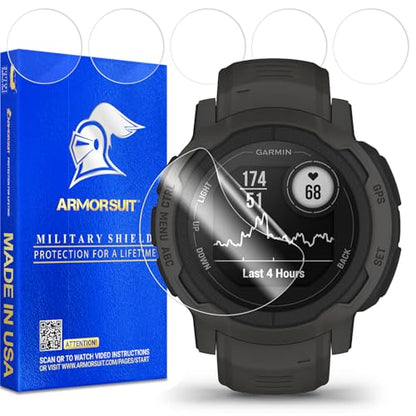 ArmorSuit 6 Pack for Garmin Instinct 2 Solar (45mm) Screen Protector MilitaryShield HD Clear TPU Film - Made in USA - size: Instinct 2 Solar (45mm)