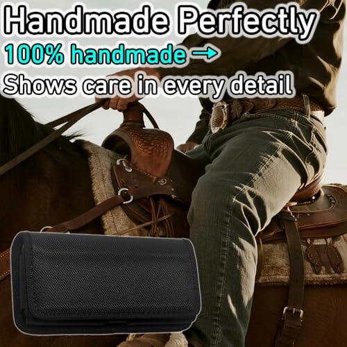 DpS Holster for iPhone 16e 16 15 14 13 12 & Pro Models, Galaxy S25, S24, S23, S22- Phone Belt Holder Case with Clip, Rugged Nylon Carrying Pouch w Card Holder (Fits Otterbox Cover on),Black (Medium) - size: Medium
