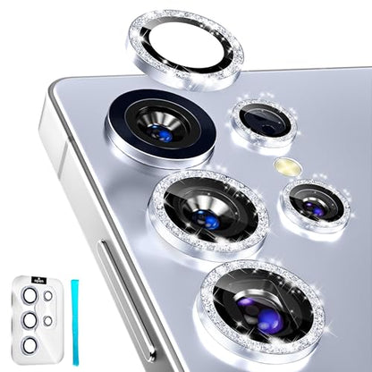 imluckies for Samsung Galaxy S25 Ultra Camera Lens Protector Bling, AR+AF Tempered Glass, 9H Anti-Scratch Metal Individual Lens Cover, HD Clear Camera Accessories - Glitter Titanium Blue - color: Bling Blue