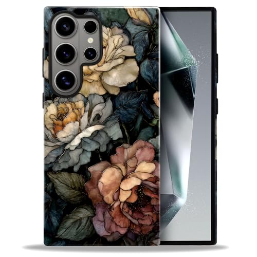 Compatible with Samsung Galaxy S26 Ultra Case,Glossy Case All-Round Protection Shockproof Anti-Scratches TPU Cover,Cases for Man Woman-Stained Glass Dark Vintage Floral - color: Stained Glass Dark Vintage Floral, size: Galaxy S26 Ultra