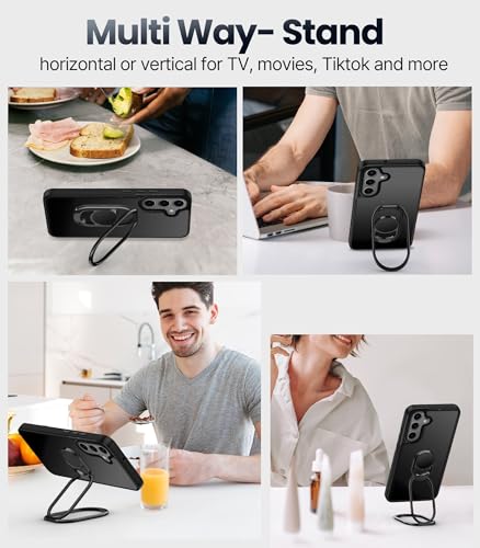 Shields Up for Samsung Galaxy S24 FE Case with Stand, Galaxy S24 FE Case with Double Ring Holder [Adjustable & Foldable] Shockproof Protective Translucent Matte Cover, Frosted Black - color: Frosted Black, size: Galaxy S24 FE